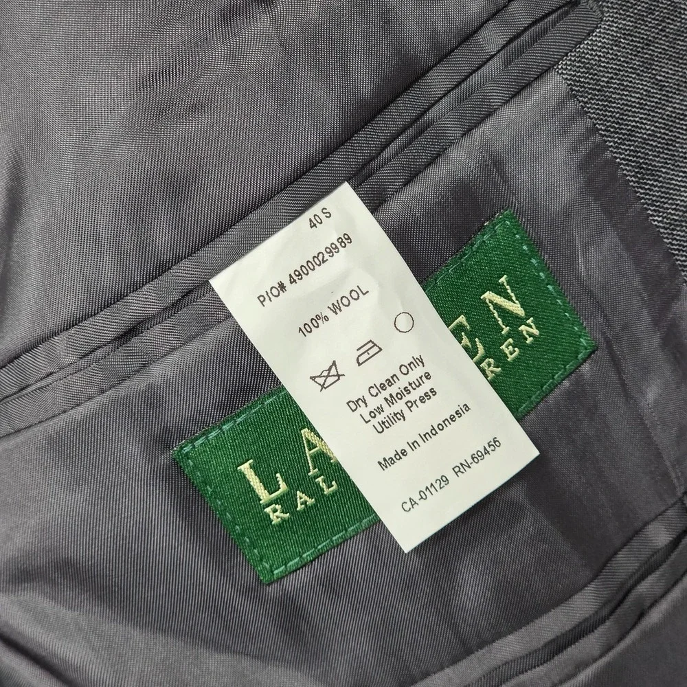 Lauren Ralph Lauren Men's Sport Coat‎ Blazer Two Button Gray Sharkskin Wool 40S